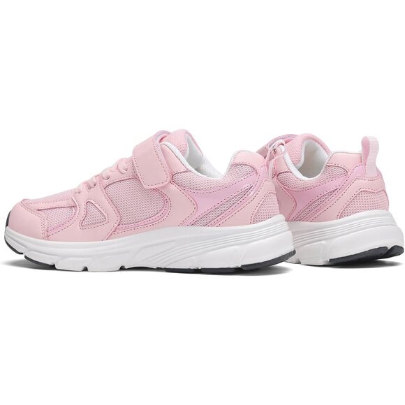Kids Pink Casual Lightweight Breathable Classic Adjustable Strap Running Sneaker - Picture 6 of 7